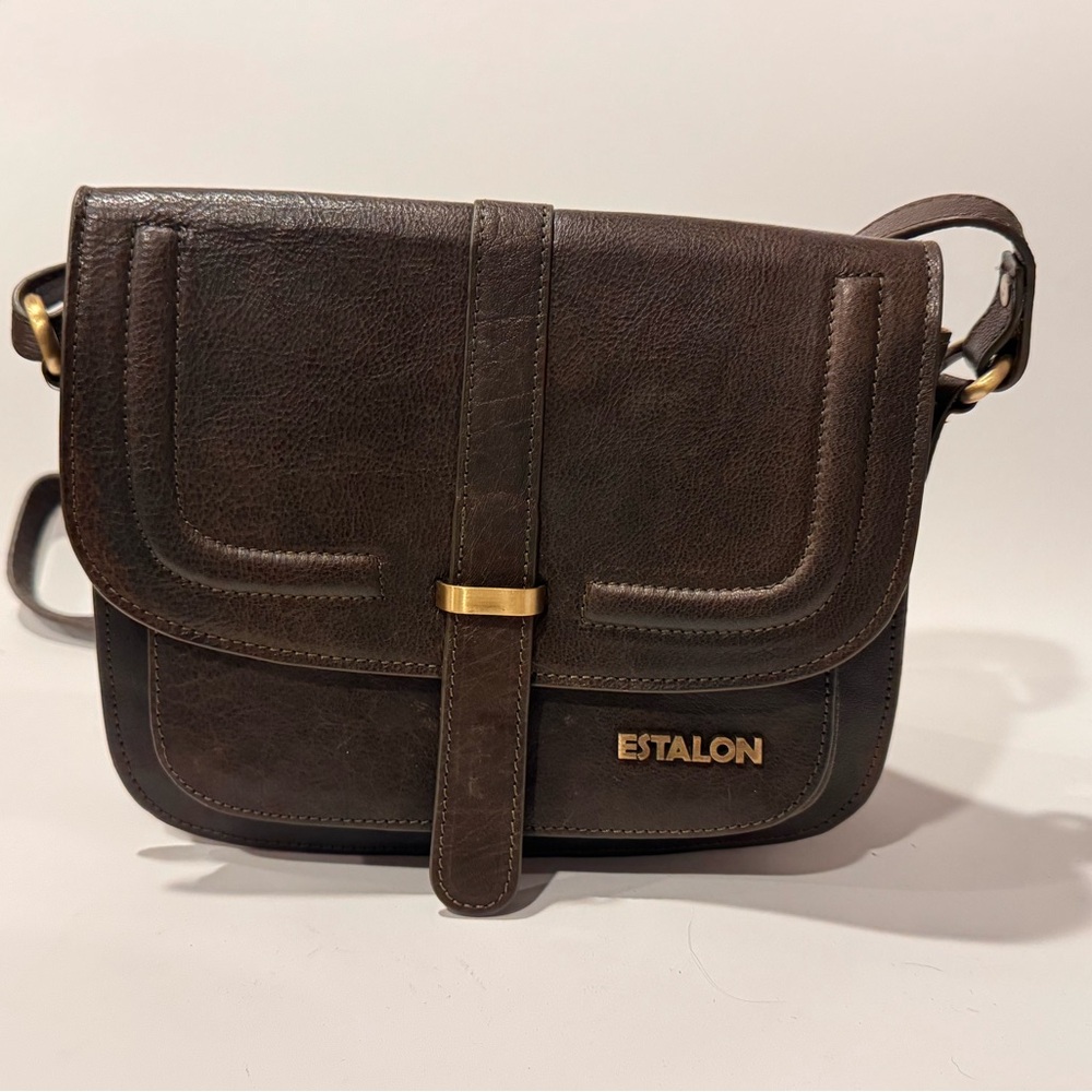Estalon Brown Leather Crossbody Bag